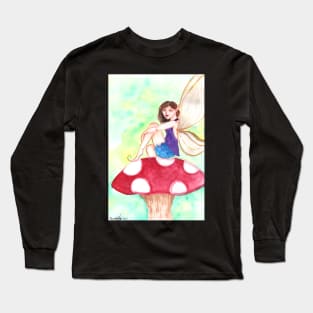 Woodland Fairy on a Toadstool Long Sleeve T-Shirt